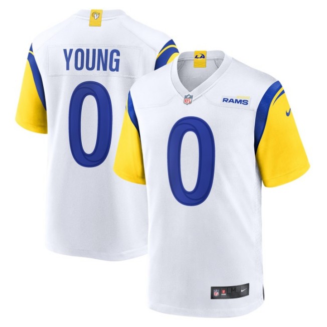 Men's Los Angeles Rams #0 Byron Young White Nike Team Game Stitched NFL Jersey