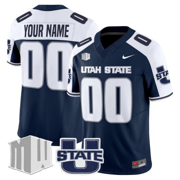 Men's Utah State Aggies Custom Navy White 2025 F.U.S.E. Vapor Limited Stitched football Jersey