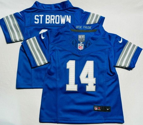 Toddler Nike Detroit Lions #14 Amon Ra St Brown Limited Blue FUSE Vapor Stitched NFL Jersey