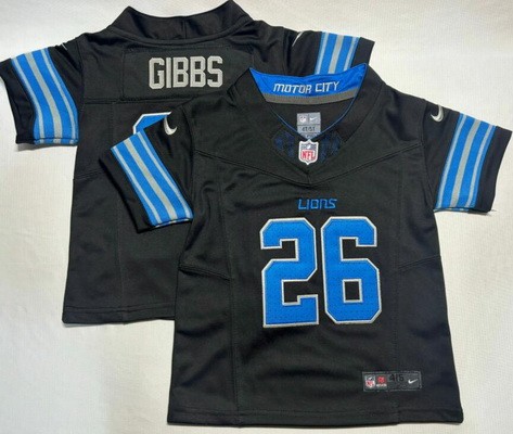 Toddler Nike Detroit Lions #26 Jahmyr Gibbs Limited Black FUSE Vapor Stitched NFL Jersey