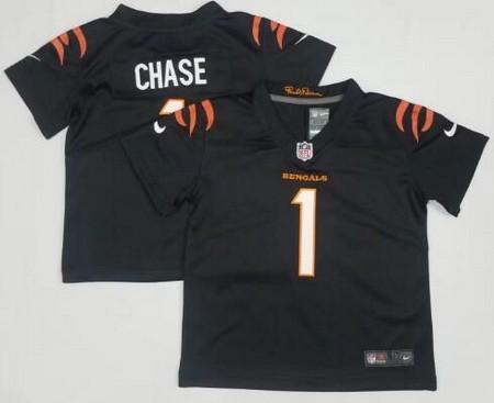 Toddler Cincinnati Bengals #1 Ja'Marr Chase Limited Black Vapor Stitched NFL Jersey