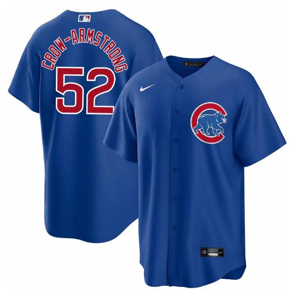 Men's Chicago Cubs #52 Pete Crow-Armstrong Blue 2024 Cool Base Stitched MLB Baseball Jersey