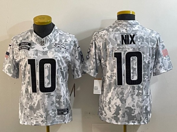 Youth Denver Broncos #10 Bo Nix 2024 F.U.S.E Arctic Camo Salute to Service Vapor Limited Stitched Football Jersey