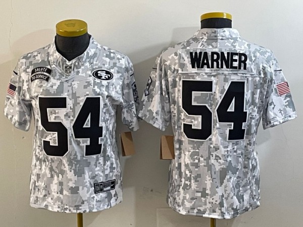 Youth San Francisco 49ers #54 Fred Warner 2024 F.U.S.E Arctic Camo Salute to Service Vapor Limited Stitched Football Jersey