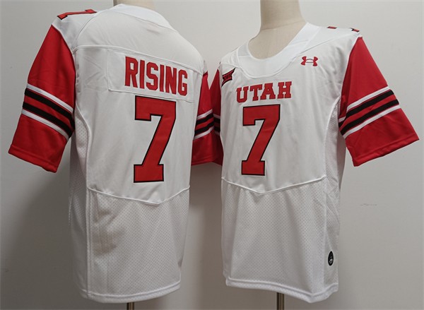 Men's Utah Utes #7 Cameron Rising White Under Armour Stitched NCAA Football Jersey