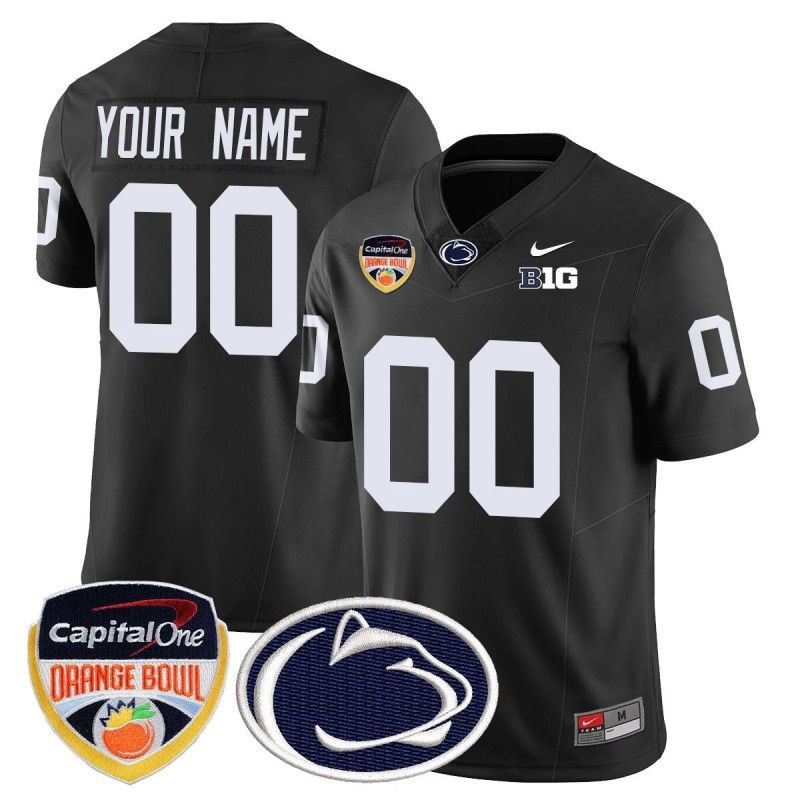 Custom Gender Name Number Penn State Nittany Lions 2024-25 Orange Bowl Nike FUSE Vapor Limited Stitched College Football Jersey Black