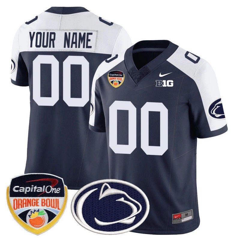 Custom Gender Name Number Penn State Nittany Lions 2024-25 Orange Bowl Nike FUSE Vapor Limited Stitched College Football Jersey Navy Alternate