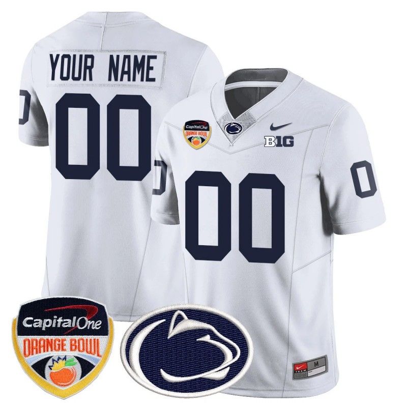 Custom Gender Name Number Penn State Nittany Lions 2024-25 Orange Bowl Nike FUSE Vapor Limited Stitched College Football Jersey White