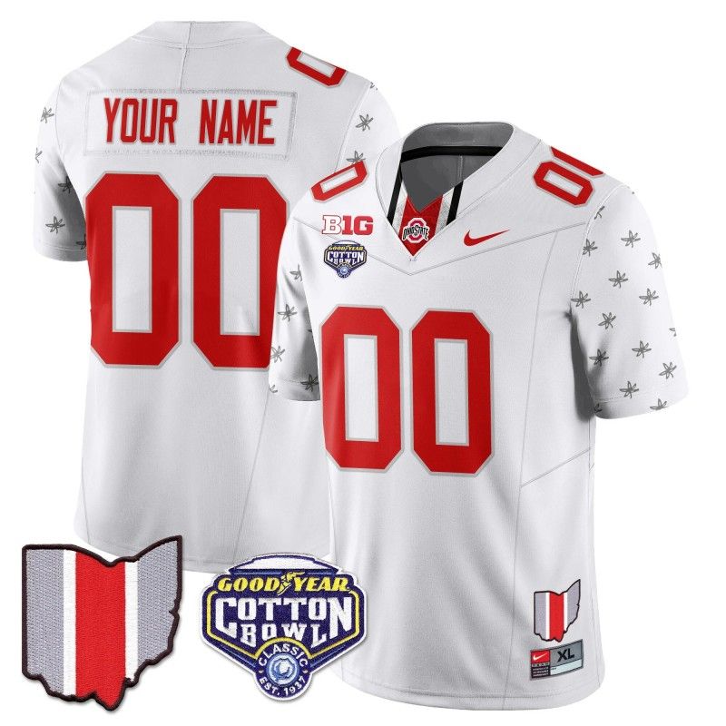 Custom Gender Name Number Ohio State Buckeyes 2024-25 Cotton Bowl Classic Nike FUSE Vapor Limited Stitched College Football Jersey White Limited