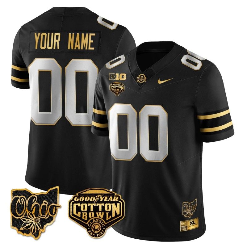 Custom Gender Name Number Ohio State Buckeyes 2024-25 Cotton Bowl Classic Nike FUSE Vapor Limited Stitched College Football Jersey Gold Black