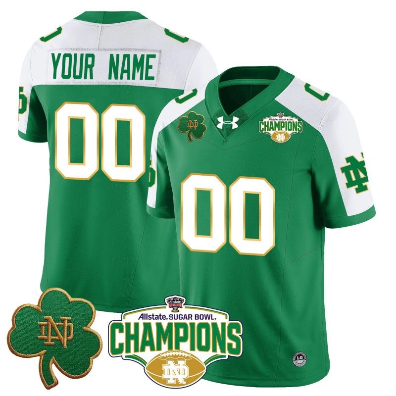 Custom Gender Name Number Notre Dame Fighting Irish 2025 Sugar Bowl Champions Stitched College Football Jersey Green Alternate