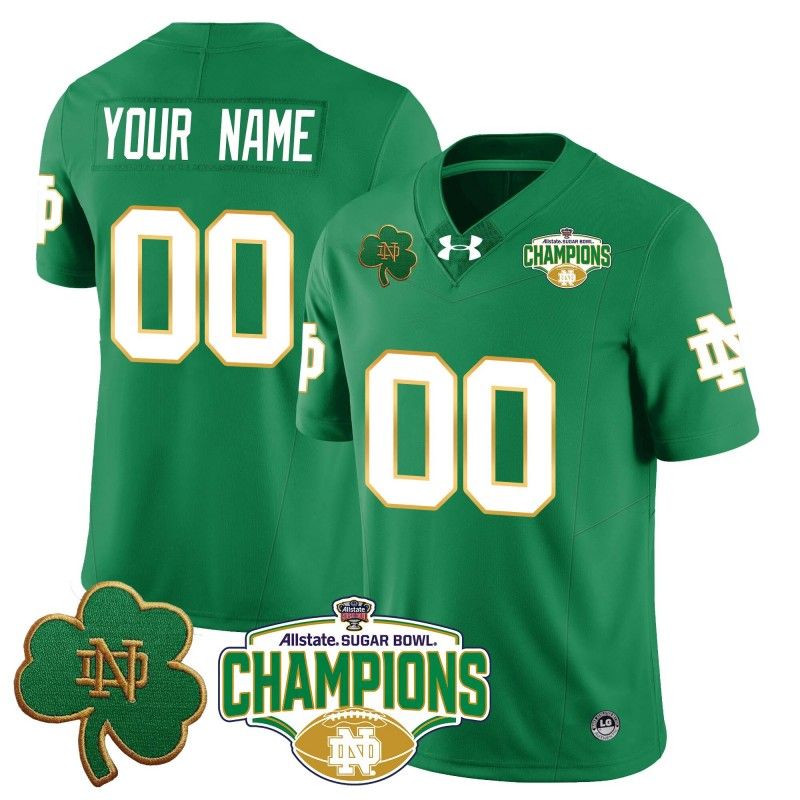 Custom Gender Name Number Notre Dame Fighting Irish 2025 Sugar Bowl Champions Stitched College Football Jersey Green