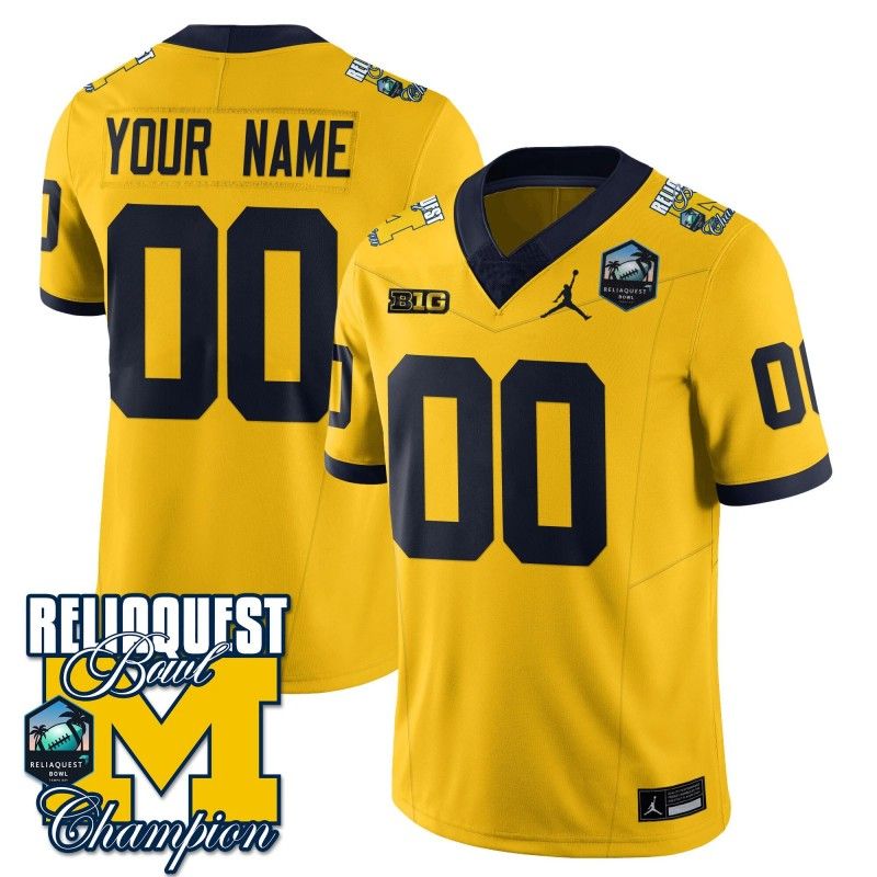 Custom Gender Name Number Michigan Wolverines 2024-25 ReliaQuest Bowl Champions Stitched College Football Jersey Maize