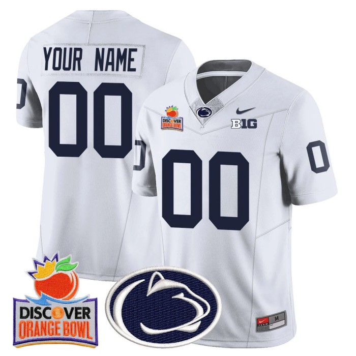 Custom Gender Name Number Penn State Nittany Lions 2024 Orange Bowl Nike FUSE Vapor Limited Stitched NCAAF Jersey White