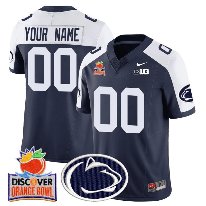 Custom Gender Name Number Penn State Nittany Lions 2024 Orange Bowl Nike FUSE Vapor Limited Stitched NCAAF Jersey Navy Alternate