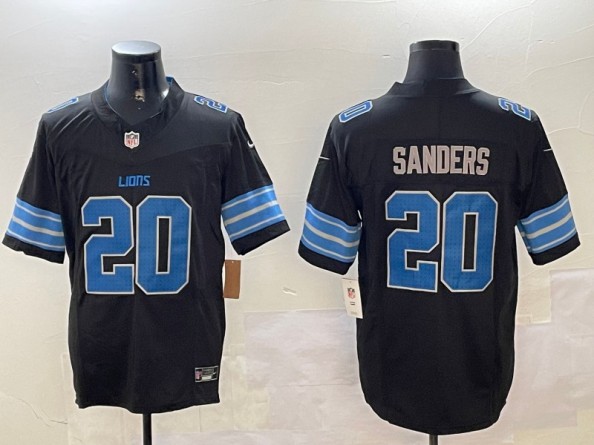 Men's Detroit Lions #20 Barry Sanders Black 2024 F.U.S.E. 2nd Alternate Vapor Limited Stitched Jerseys