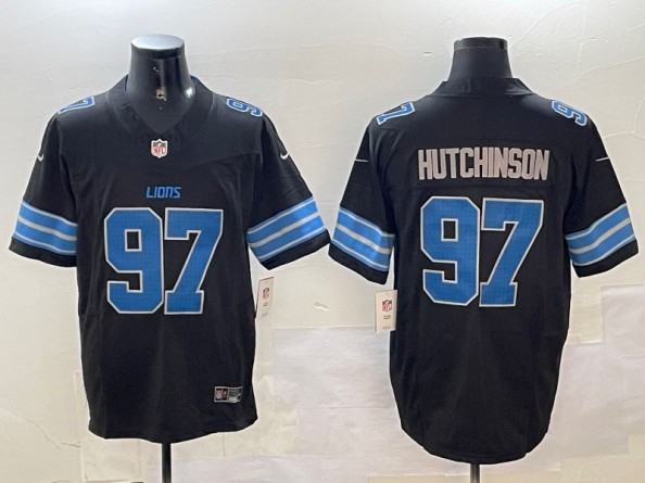 Men's Detroit Lions #97 Aidan Hutchinson Nike Black Alternate F.U.S.E. Vapor Limited Stitched NFL Jersey