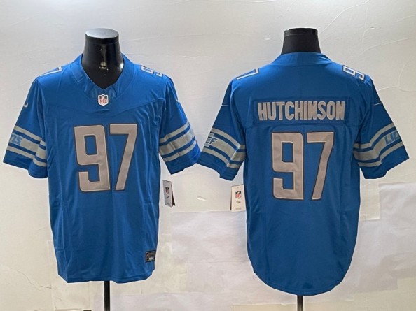 Men's Detroit Lions #97 Aidan Hutchinson Blue 2023 F.U.S.E. Vapor Untouchable Limited Stitched Jerseys