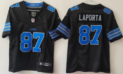 Youth Detroit Lions #87 Sam Laporta Limited Black FUSE Vapor Jersey