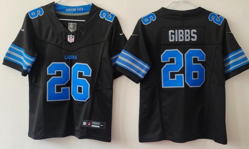 Youth Detroit Lions #26 Jahmyr Gibbs Limited Black FUSE Vapor Jersey