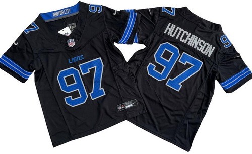 Youth Detroit Lions #97 Aidan Hutchinson Limited Black FUSE Vapor Jersey