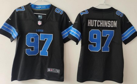 Youth Detroit Lions #97 Aidan Hutchinson Limited Black 2024 Vapor Jersey