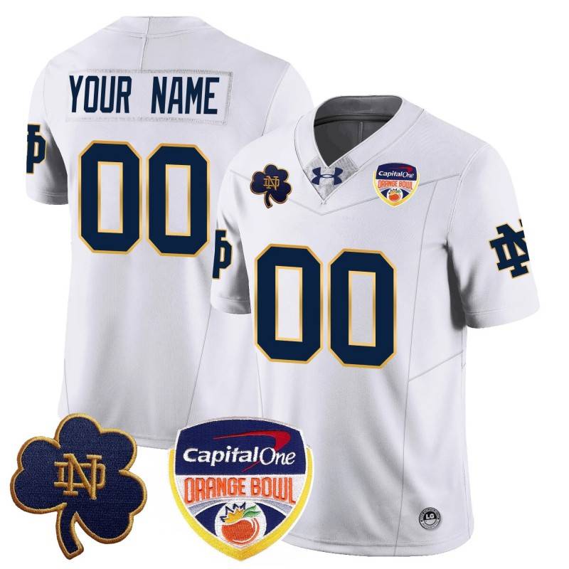 Custom Notre Dame Fighting Irish 2024-25 Orange Bowl Stitched Jersey White