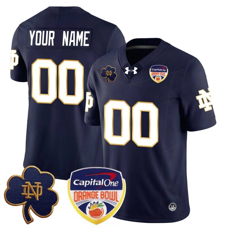 Custom Notre Dame Fighting Irish 2024-25 Orange Bowl Stitched Jersey Navy