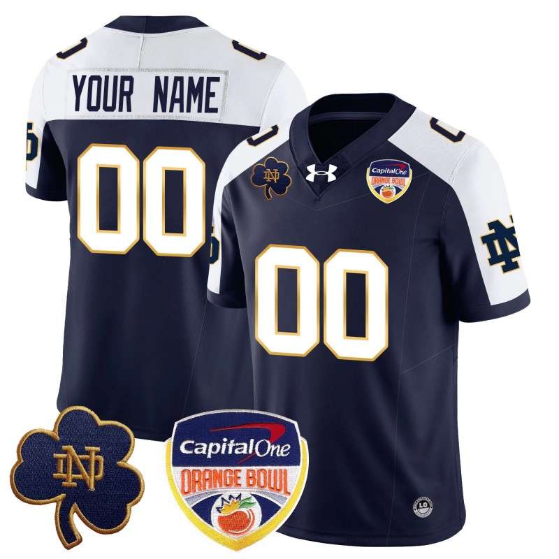 Custom Notre Dame Fighting Irish 2024-25 Orange Bowl Stitched Jersey Navy Alternate