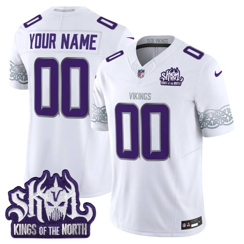 Custom Minnesota Vikings King Of The North Patch Vapor Limited Stitched Jersey Winter Warrior