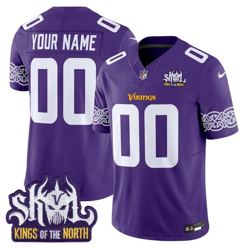 Custom Minnesota Vikings King Of The North Patch Vapor Limited Stitched Jersey Purple