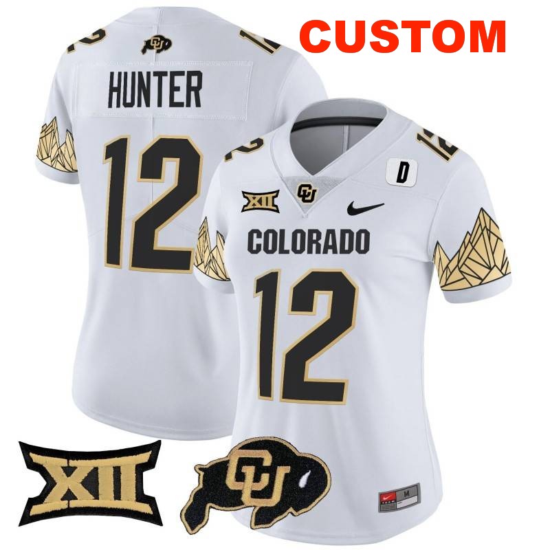 Women's Custom Colorado Buffaloes Big 12 XII Patch Vapor Limited Stitched Jersey White