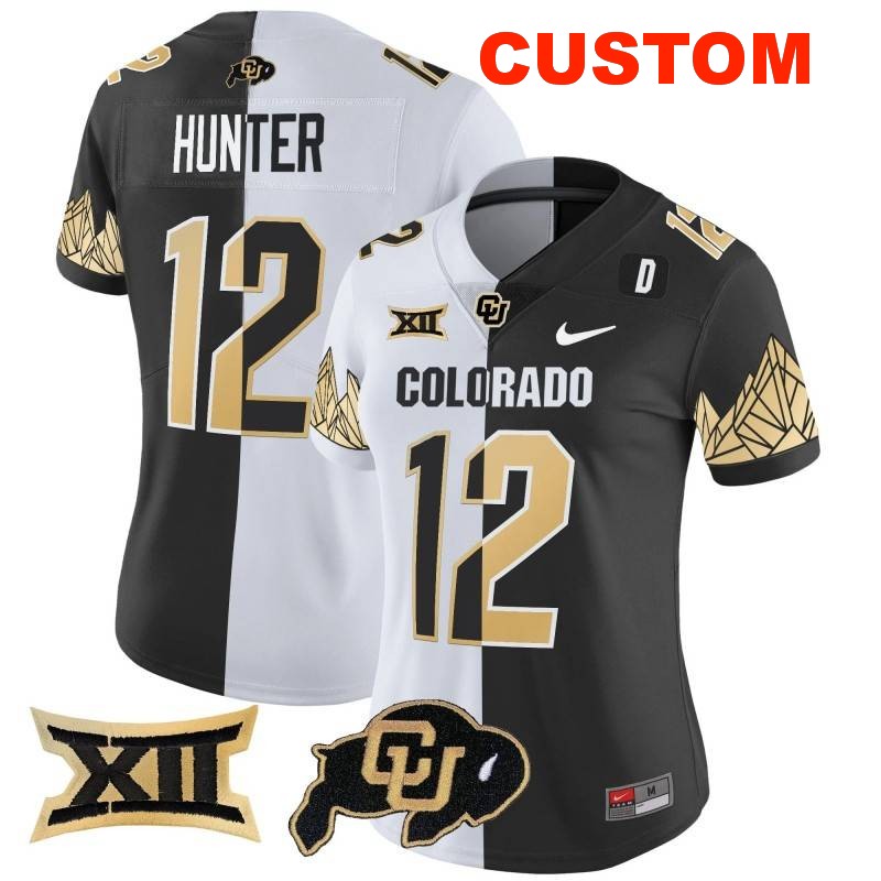 Women's Custom Colorado Buffaloes Big 12 XII Patch Vapor Limited Stitched Jersey Stripeout