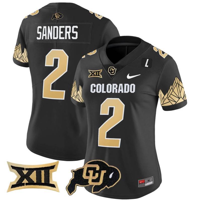 Women's Colorado Buffaloes #2 Shedeur Sanders Big Shedeur Sanders 12 XII Patch Vapor Limited Stitched Jersey Black