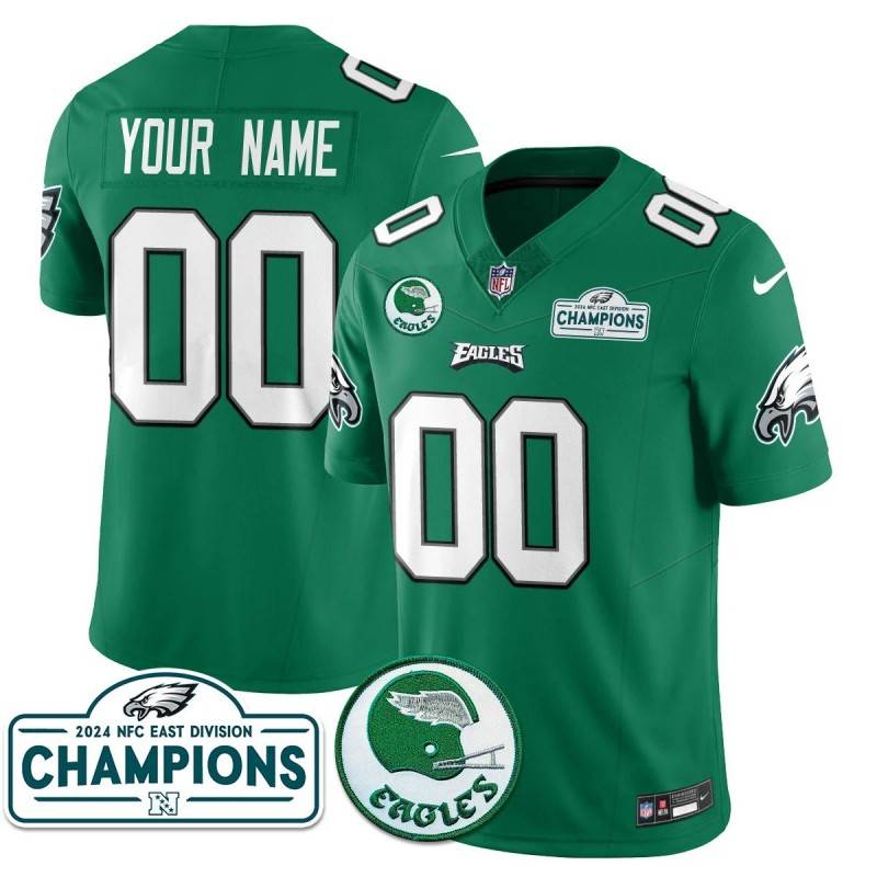 Gender Customized Philadelphia Eagles 2024 NFC East Division Champions Kelly Green Jersey N1 - All Stitched