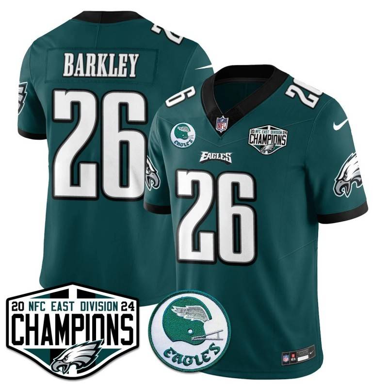 Men's Philadelphia Eagles #26 Saquon Barkley Midnight Green 2024 NFC East Division Champions Stitched Jersey