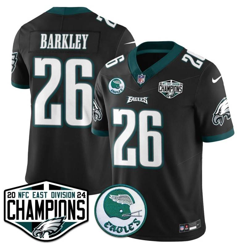 Men's Philadelphia Eagles #26 Saquon Barkley Black 2024 NFC East Division Champions Stitched Jersey