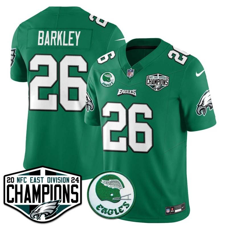 Men's Philadelphia Eagles #26 Saquon Barkley Kelly Green 2024 NFC East Division Champions Stitched Jersey