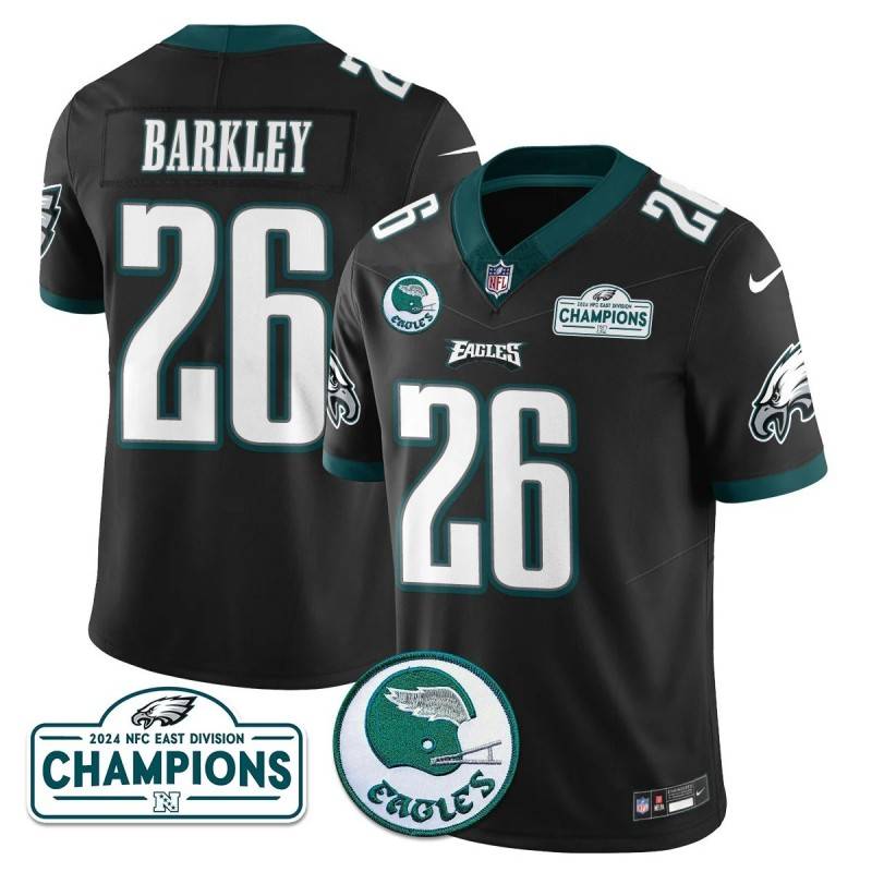 Men's Philadelphia Eagles #26 Saquon Barkley Black 2024 NFC East Division Champions Stitched Jerseys