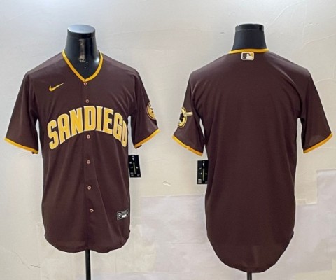 Men's San Diego Padres Blank Brown Cool Base Stitched Baseball Jersey