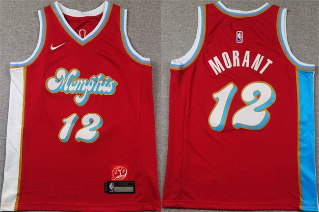 Youth Memphis Grizzlies #12 Ja Morant Red 2024 City Edition Stitched Basketball Jersey