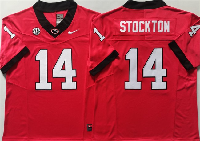 Men's Georgia Bulldogs #14 Gunner Stockton Red 2024 F.U.S.E. Stitched Football Jersey