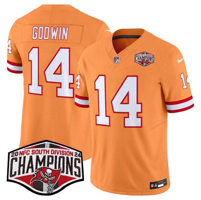 Men's Tampa Bay Buccaneers #14 Chris Godwin Orange F.U.S.E. 2024 NFC South Champions Limited Stitched Jersey