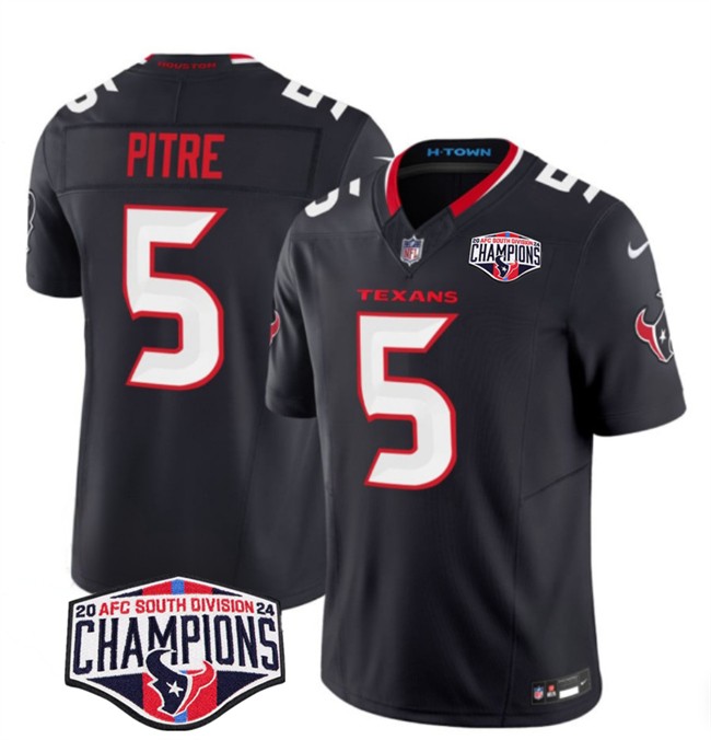 Men's Houston Texans #5 Jalen Pitre Navy F.U.S.E. 2024 AFC South Division Champions Vapor Limited Stitched Football Jersey