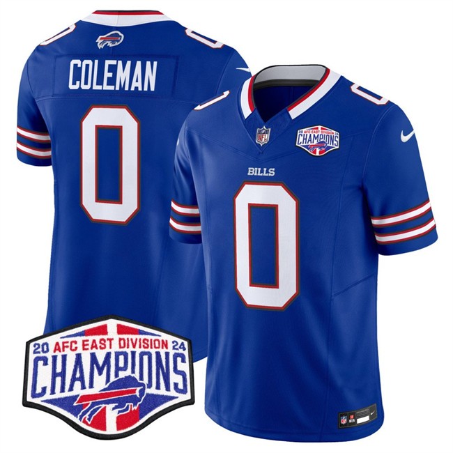 Men's Buffalo Bills #0 Keon Coleman Royal F.U.S.E. 2024 AFC East Division Champions Vapor Limited Stitched Football Jersey