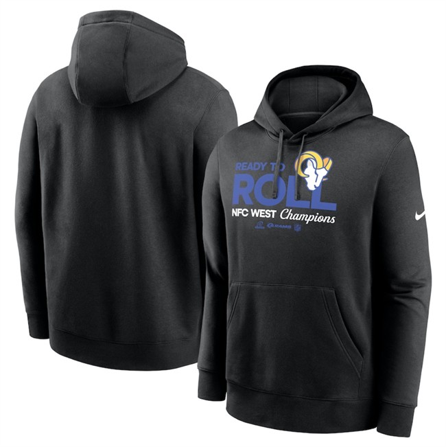 Men's Los Angeles Rams Black 2024 NFC West Champions Locker Room Trophy Collection Pullover Hoodie