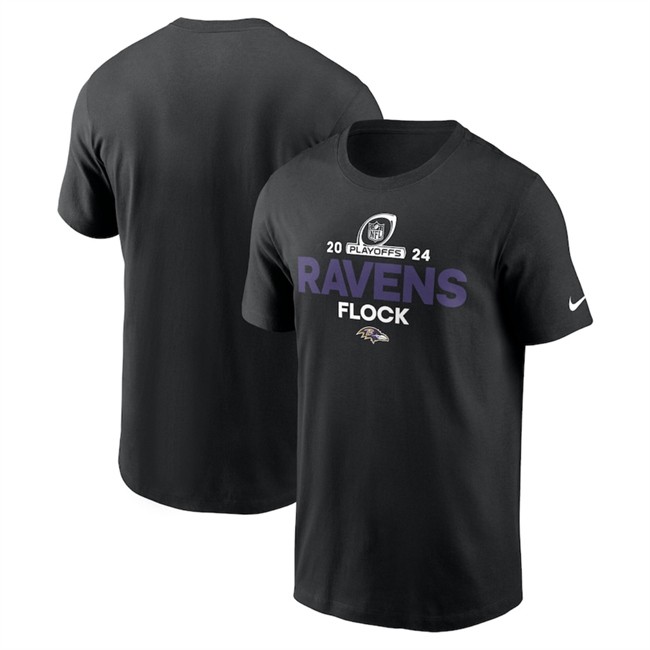 Men's Baltimore Ravens Black 2024 Playoffs T-Shirt