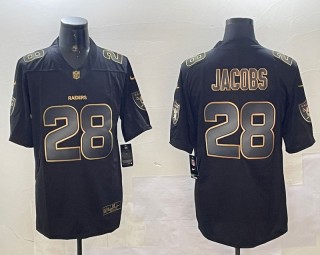 Men's Las Vegas Raiders #28 Josh Jacobs Black Gold Stitched Jersey