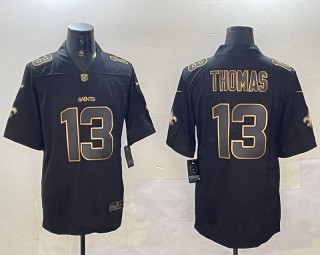 Men's New Orleans Saints #13 Michael Thomas Black Gold Stitched Jersey