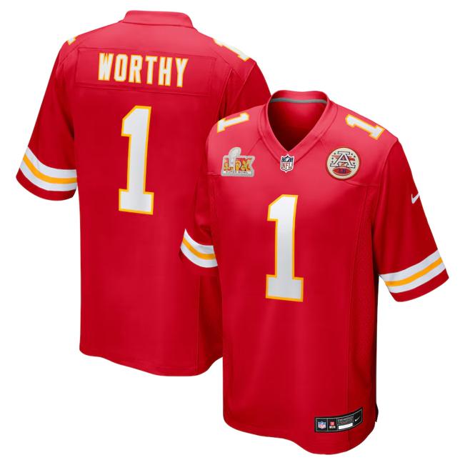 Men's Xavier Worthy Kansas City Chiefs Nike Super Bowl LIX Game Jersey - Red